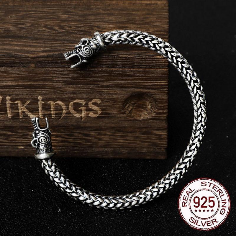 Viking Arm Ring Silver Twisted Dragon