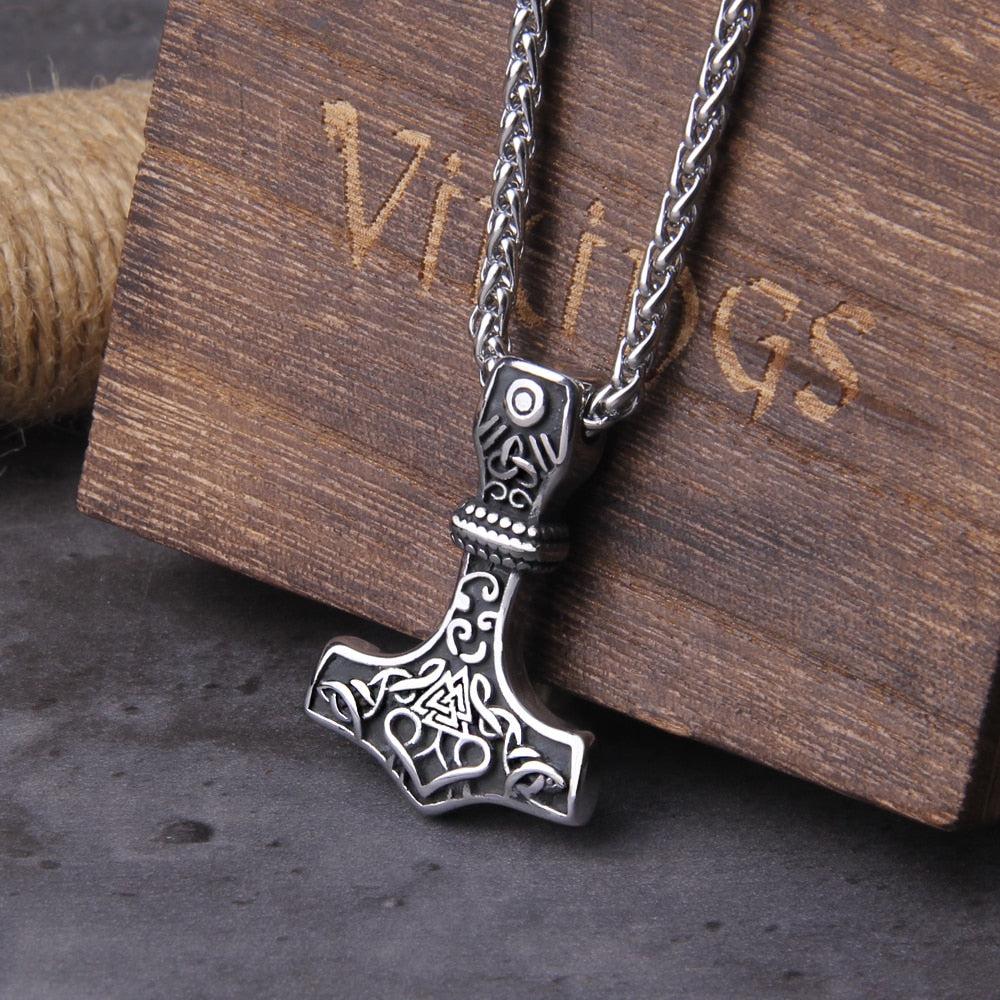 Viking Mjolnir Necklace With Valknut