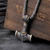 Viking Necklace Gold Trimmed Mjolnir