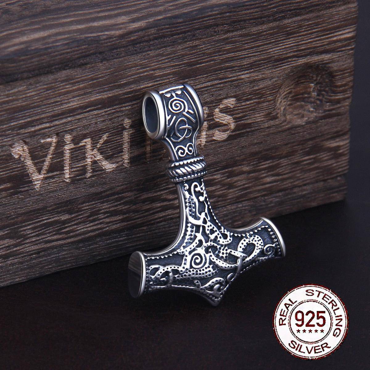 Viking Necklace Mjolnir Thor hammer Pendant 925 Silver