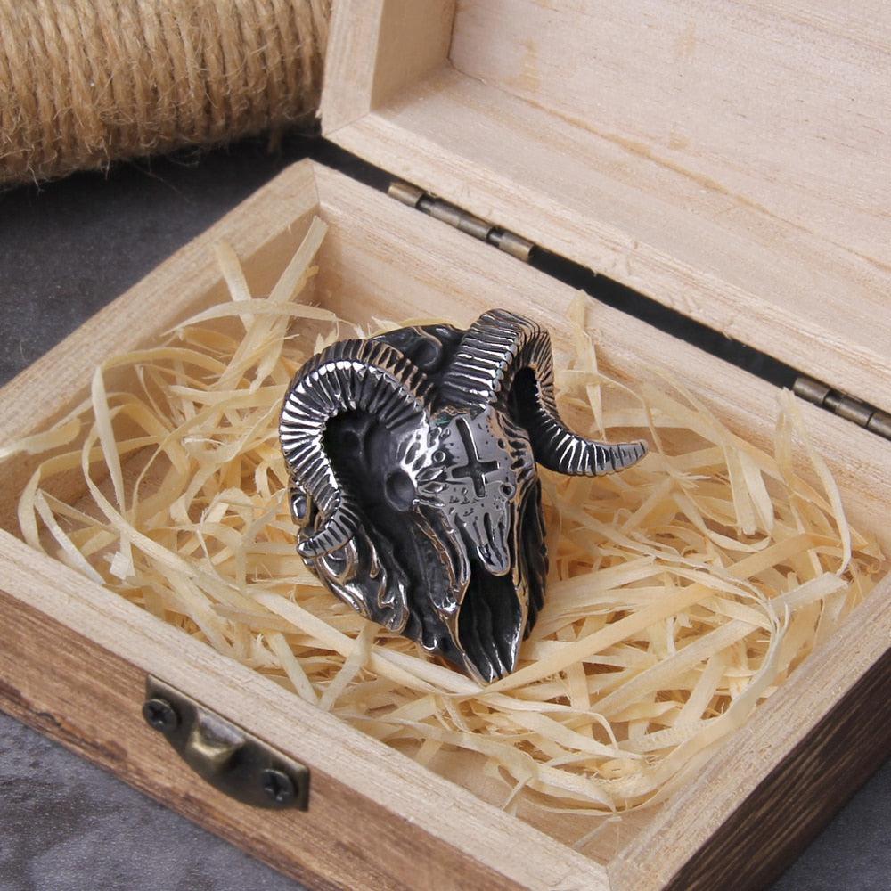 Viking Ring Ram Skull